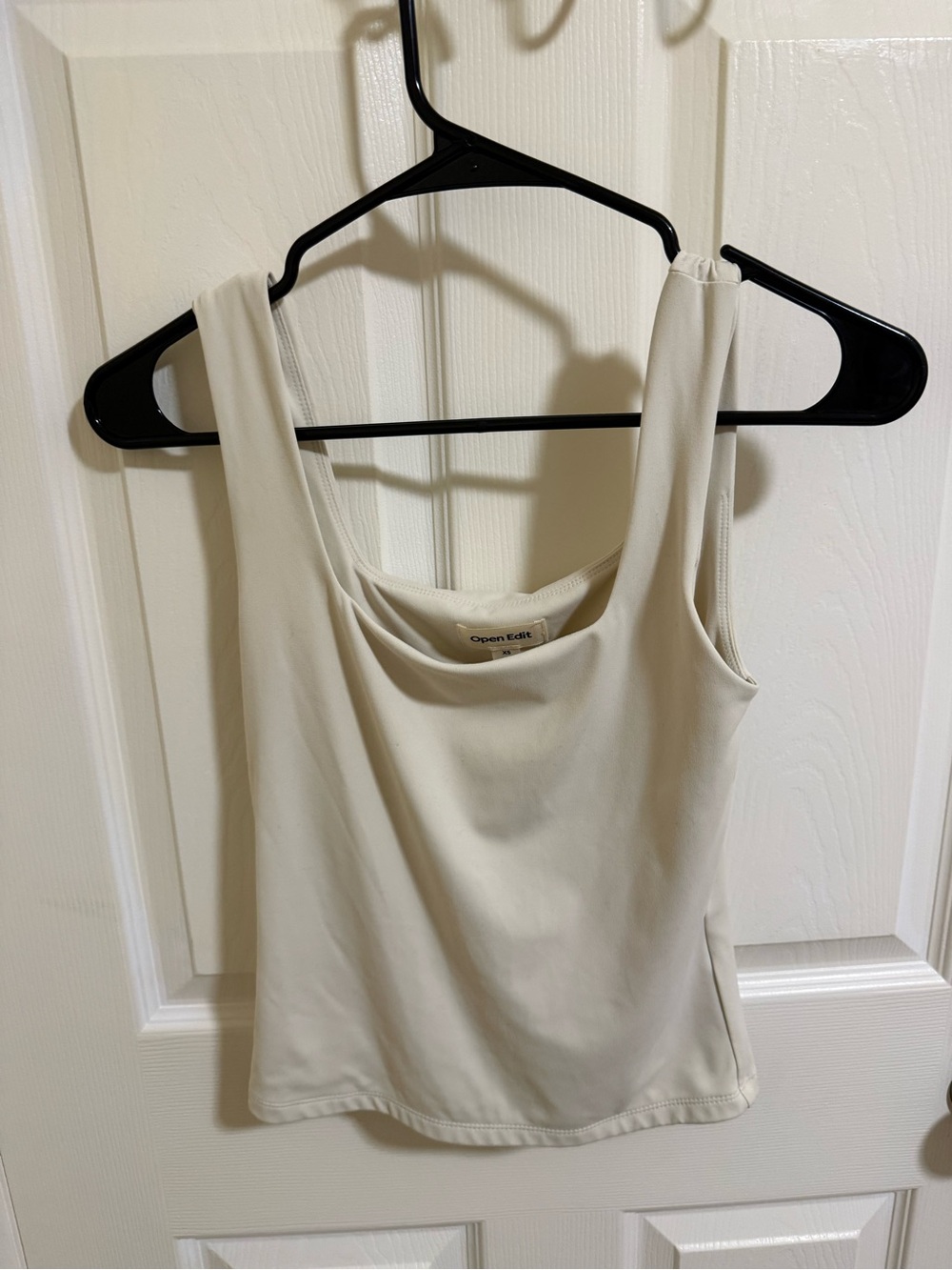 Open Edit Cream Scoop Neck Tank Top